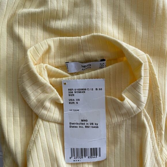 New with tags MNG Basics yellow ribbed tank size XS - Picture 5 of 5